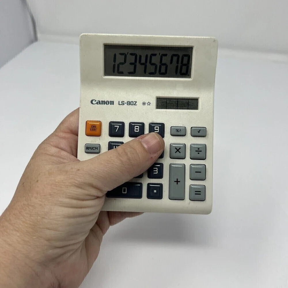 Canon Calculator Mini Solar Power Calculator Model LS-80Z Works